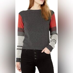 Orange and grey cable knit sweater